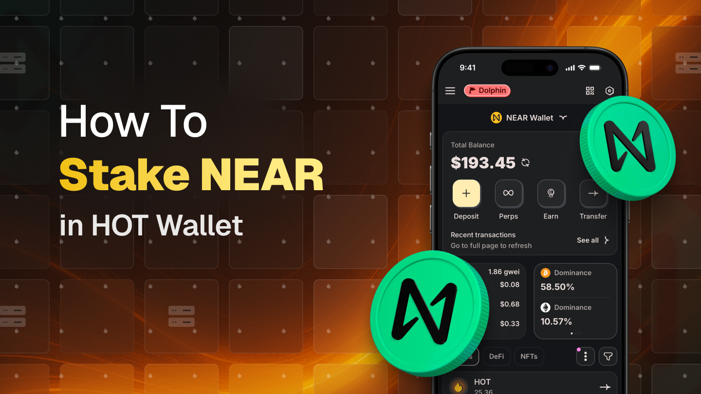 HOT Wallet staking screen: stake NEAR easily in the Earn section, NEAR token selected – step-by-step guide 2026